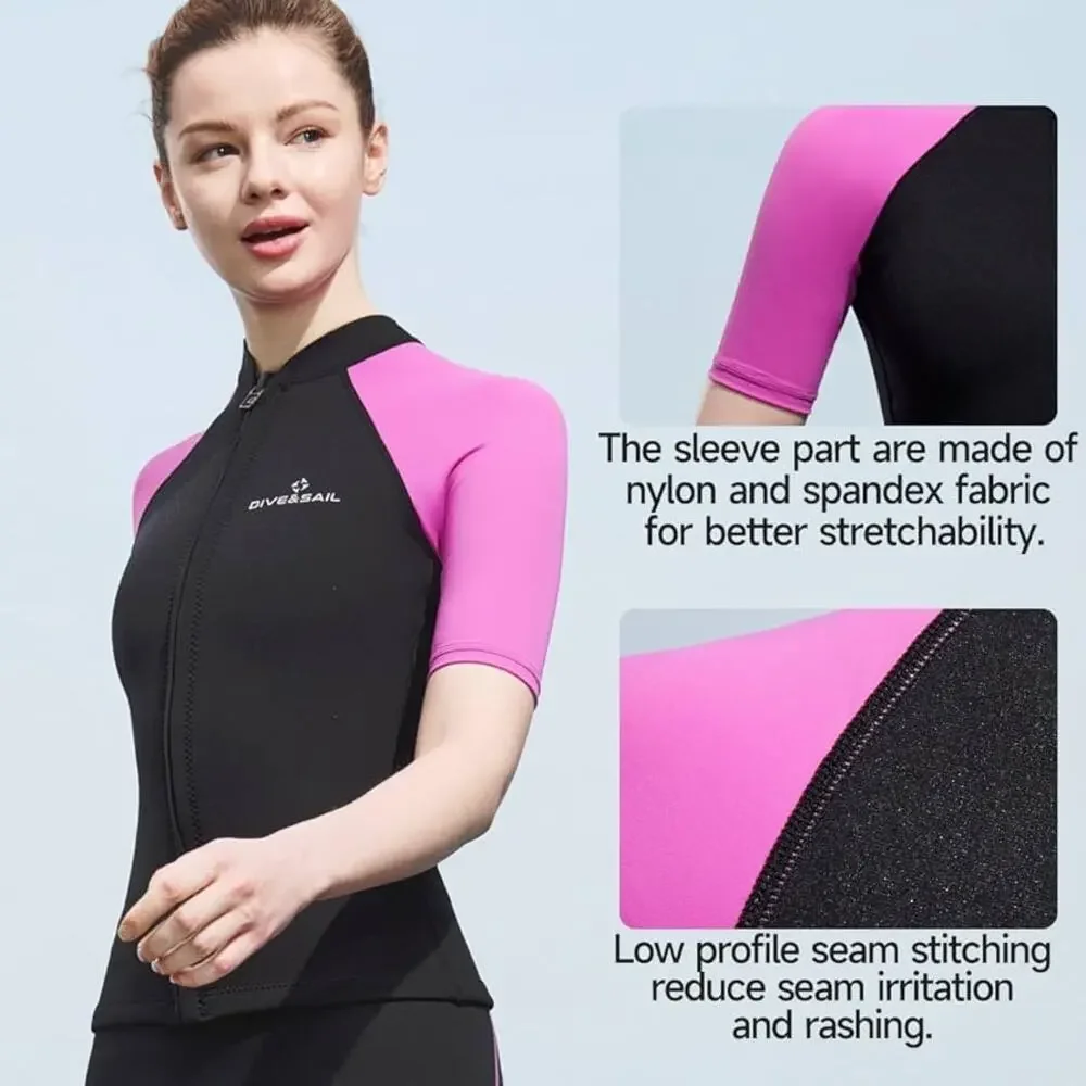 New Wetsuit Top Short Sleeve Front Zip Wetsuit Size XL